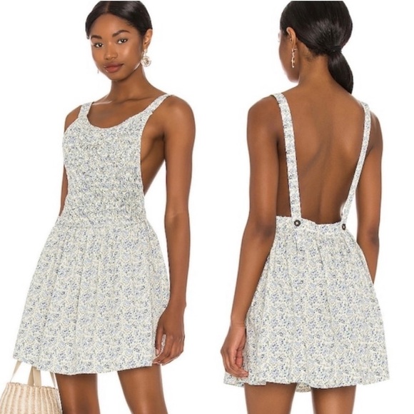 Free People Petunia Floral Printed Overalls Open Back mini dress NWT - Picture 9 of 10